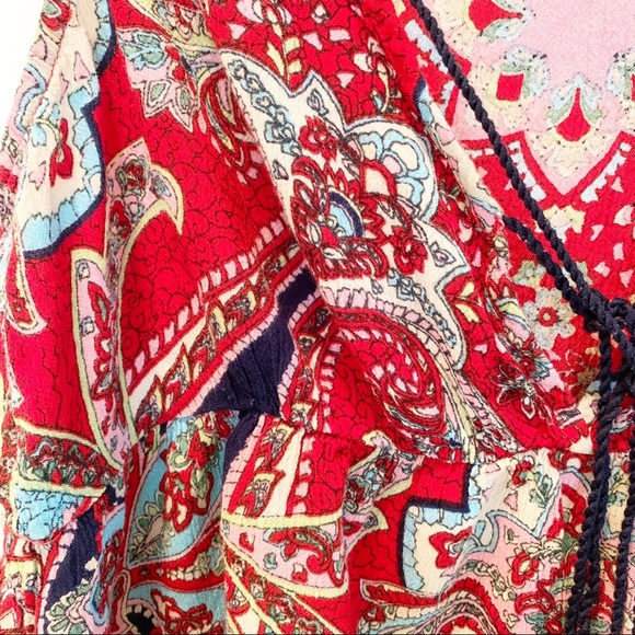 Patrons of Peace Red Boho Paisley V Neck Tank M - Picture 2 of 5